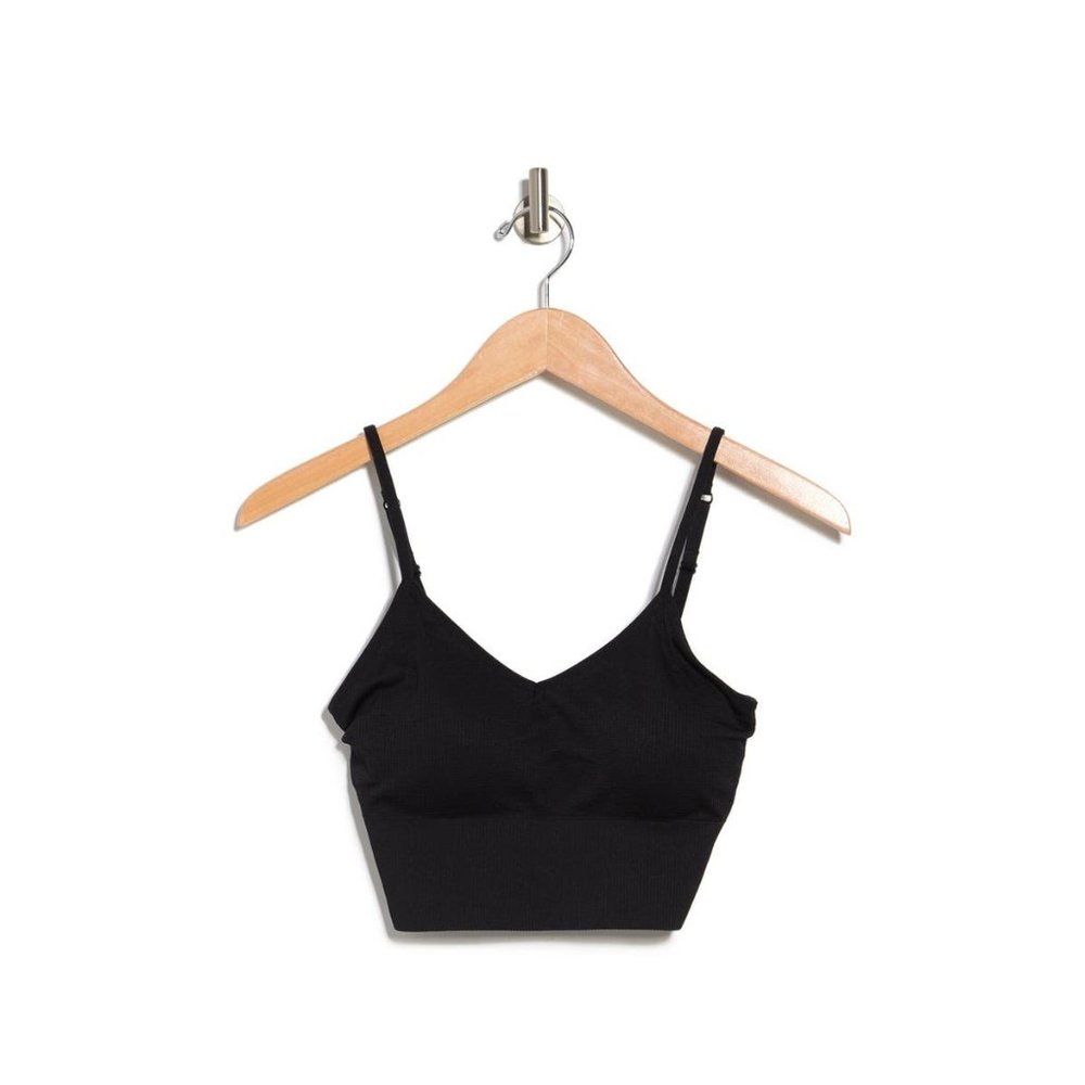 Zella Ribbed Seamless Longline Sports Bralette in Black S M New Nwt Women's - Picture 1 of 6